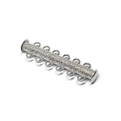 925 Sterling Silver Tube Clasp Matt 36mm 6 Rows