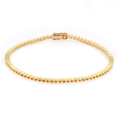 14K Yellow Gold Tennis Bracelet 18Cm Long For 2Pt Round Stones