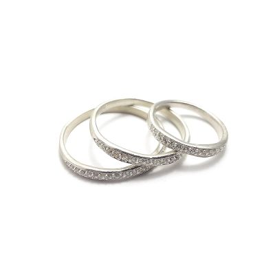 925 Sterling Silver Zircons All Around Set Fashion Ring