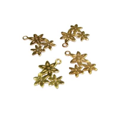 14K Gold Plated Three Flowers Pendant