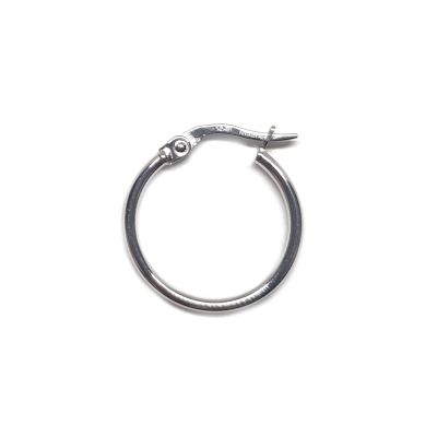 14K White Gold  Hoop Tube Earring 18X1.5mm W/Snap