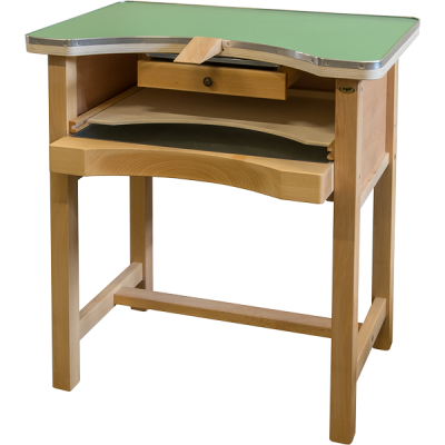 Workshop bench of an Italian goldsmith with tools and wire