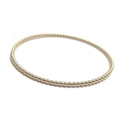14K Yellow Gold 2.5mm Beaded Bangle Bracelet