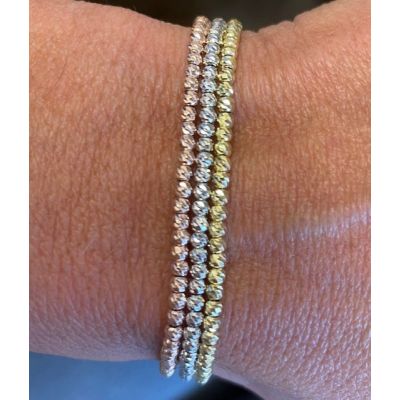 925 Sterling Silver Diamond Cut Bead Bracelets Available In 2 Colors