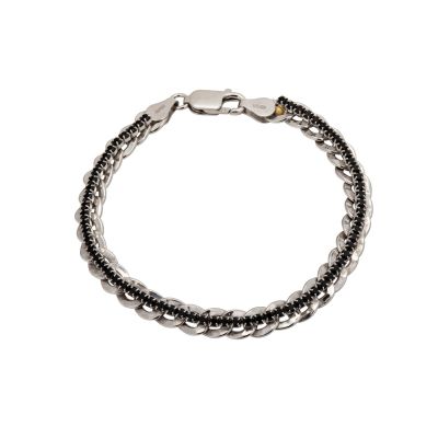 Rhodium plated silver bracelet with black CZ stones