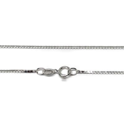 14K White Gold 1mm Venetian Box Chain 18" (45Cm)