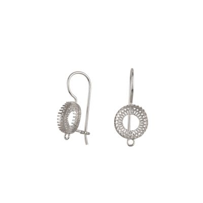 925 Sterling Silver Ear Wire  Earring+ Bezel Cup 10mm