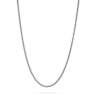 925 Sterling Silver Black Oval Link Chain 2.4X4.9mm