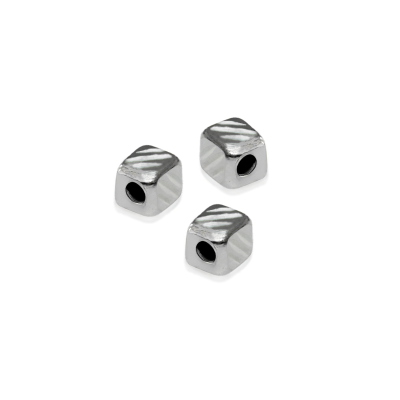 925 Sterling Silver 3mm Bar Cut Cube Bead