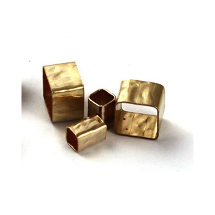 Yellow Gold Filled Hammered Square Tube 4/5mm