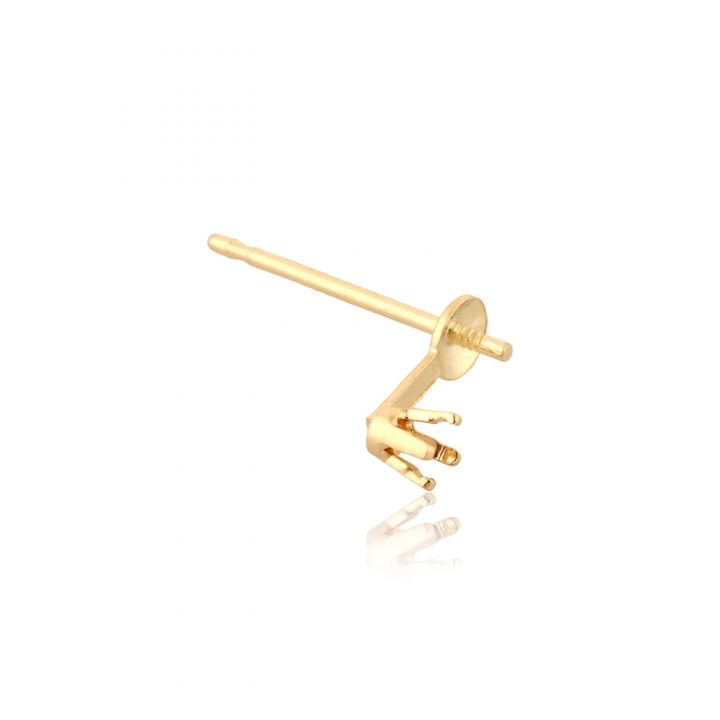 14K Yellow Gold 4 Prg Ear W/Cup And Peg For 7mm Pearl 2Pt (80207-02Fa-000)