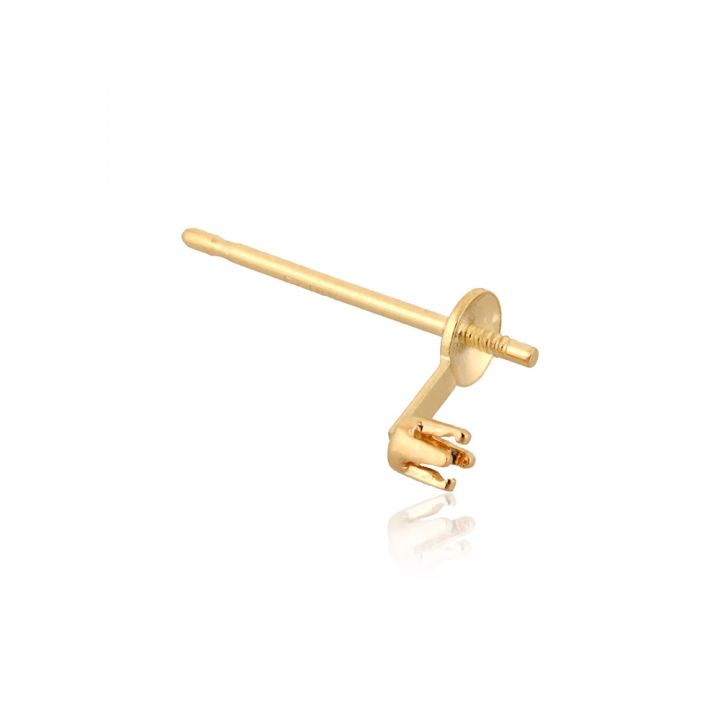 14K Yellow Gold 4 Prg Ear W/Cup And Peg For 6mm Pearl 1Pt (80106-02Fa-000)