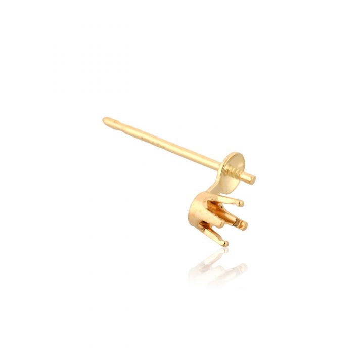 14K Yellow Gold 4 Prg Ear W/Cup And Peg For 6mm Pearl 5Pt  (80506-02Fa-000)