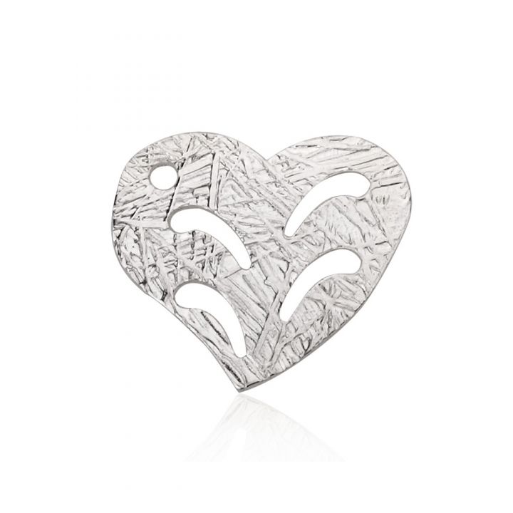 925 Sterling Silver Satin Textured Flat Heart Pendant