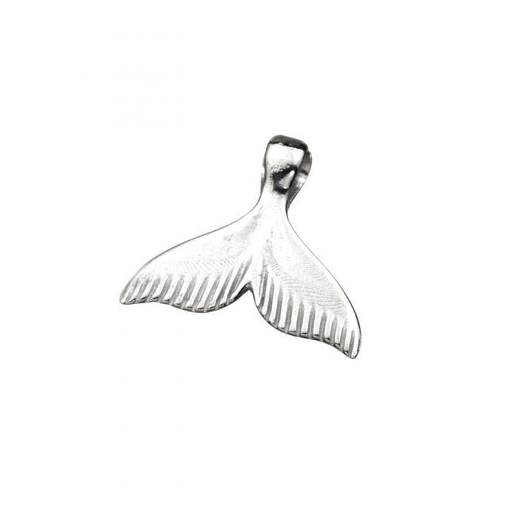 925 Sterling Silver Large Whale Tail Pendant