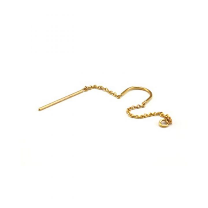 Gold Filled Threader Chain Earring with Center U Bar