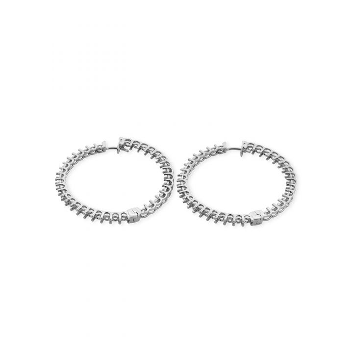 18K White Gold Hoop Earrings 40mm Diameter (In And Out Stones) 5/6Pt
