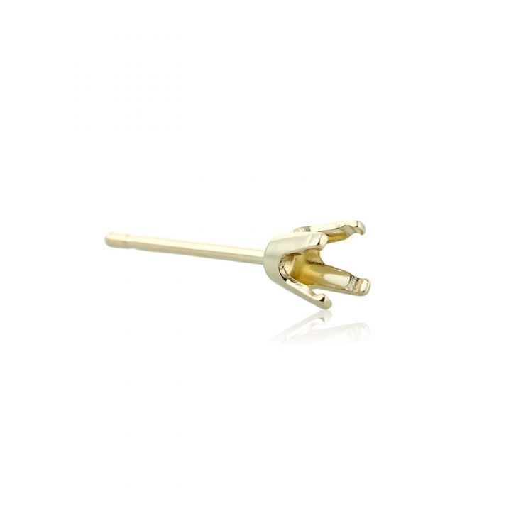 14K Yellow Gold 4 Prong Ultra Lightweight Tiff Earring Setting W/Seats 3.5mm (15Pt) (03215-02Fa-000)