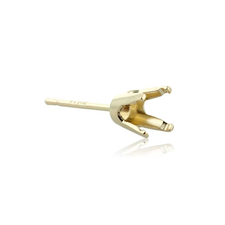 14K Yellow Gold 4 Prong Ultra Lightweight Tiff Earring Setting W/Seats 4.75mm (40Pt) (03240-02Fa-000)