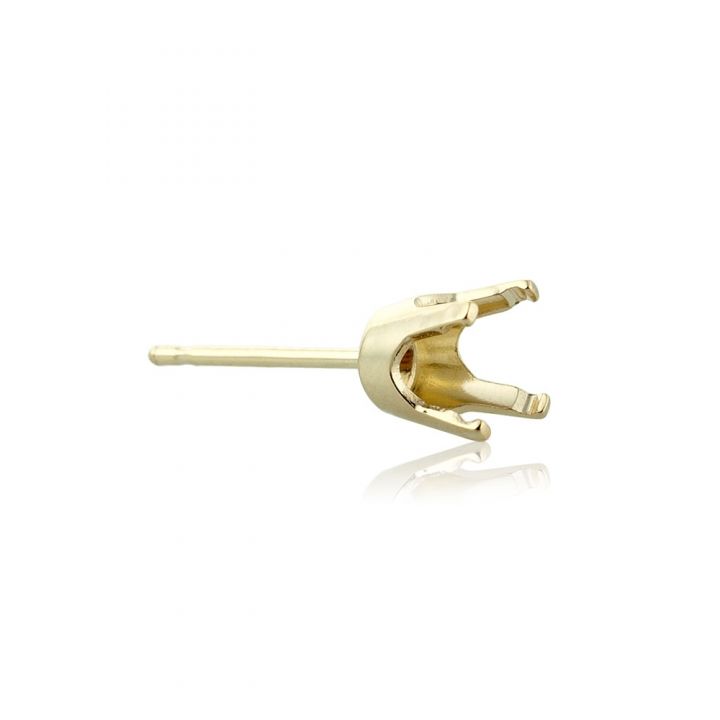 14K Yellow Gold 4 Prong Ultra Lightweight Tiff Earring Setting W/Seats 5mm (50Pt) (03250-02Fa-000)