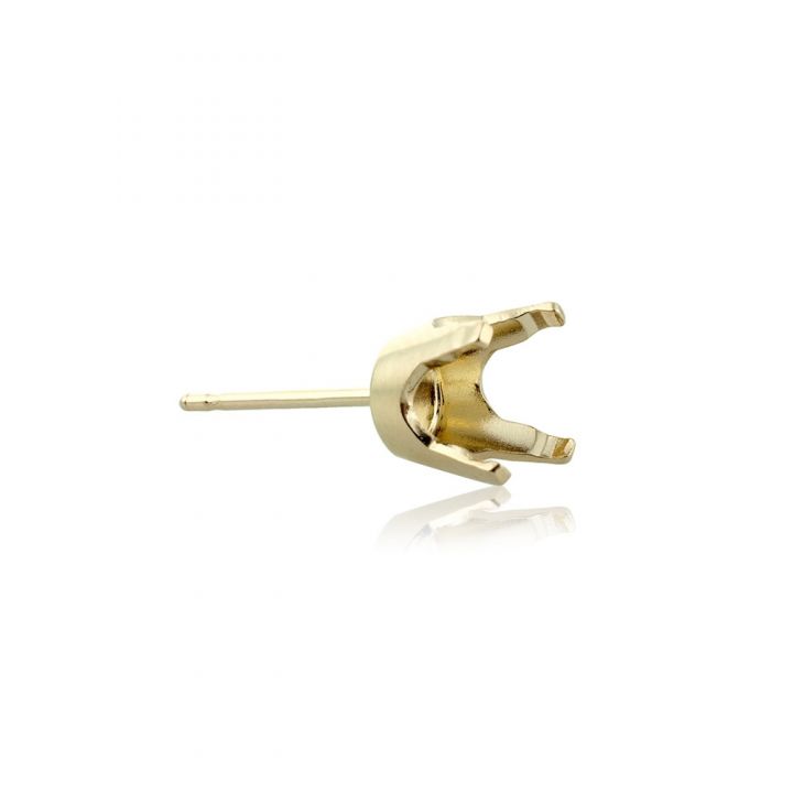 14K Yellow Gold 4 Prong Ultra Lightweight Tiff Earring Setting W/Seats 6.5mm (1Ct) (03290-02Fa-000)