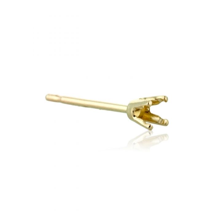 14K Yellow Gold 4 Prong Lightweight Tiff Earring Setting W/Seats 5Pt (02305-02Fa-000)