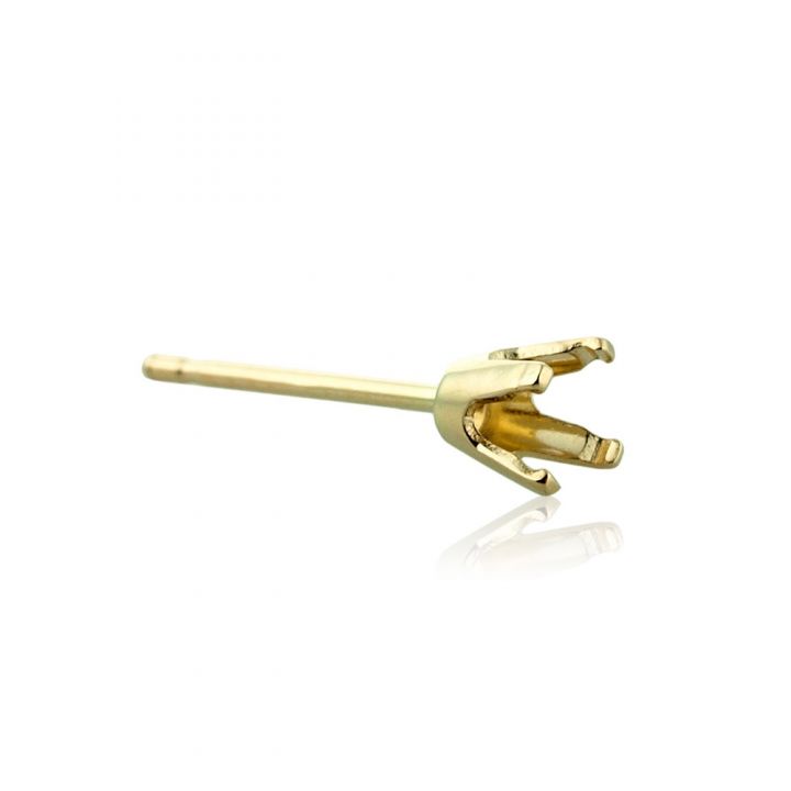 14K Yellow Gold 4 Prong Ultra Lightweight Tiff Earring Setting W/Seats 3.5mm (15Pt)(03215-02Fa-000)