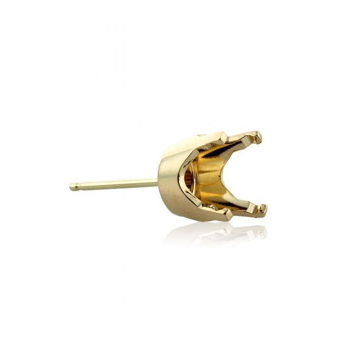 14K Yellow Gold 4 Prong Tiff Earring Setting W/Seats 1.5Ct (7.5mm) (03292-02Fa-000)