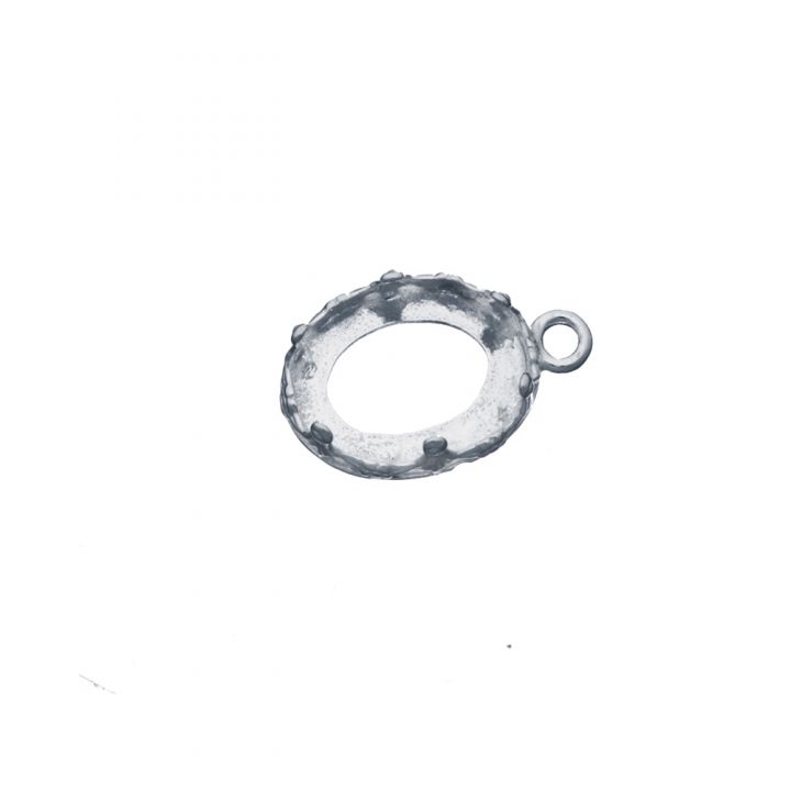 Sterling Silver Bezel Cup 12/16 mm Gallery 1231H Flat Back +Ring