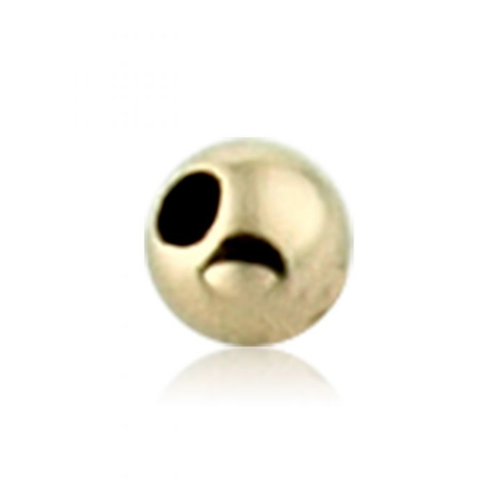 14K Yellow Gold Two Hole Plain Bead 3mm