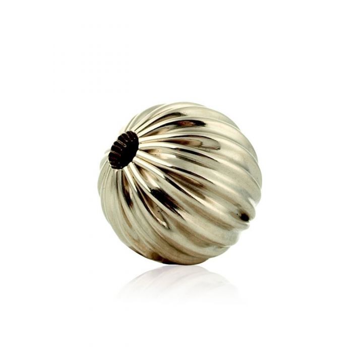 14K White Gold Corrugated Bead 6mm (074Brs10600001)