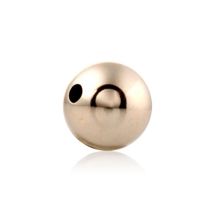 14K White Gold Two Hole Plain Heavy Round Bead 8mm
