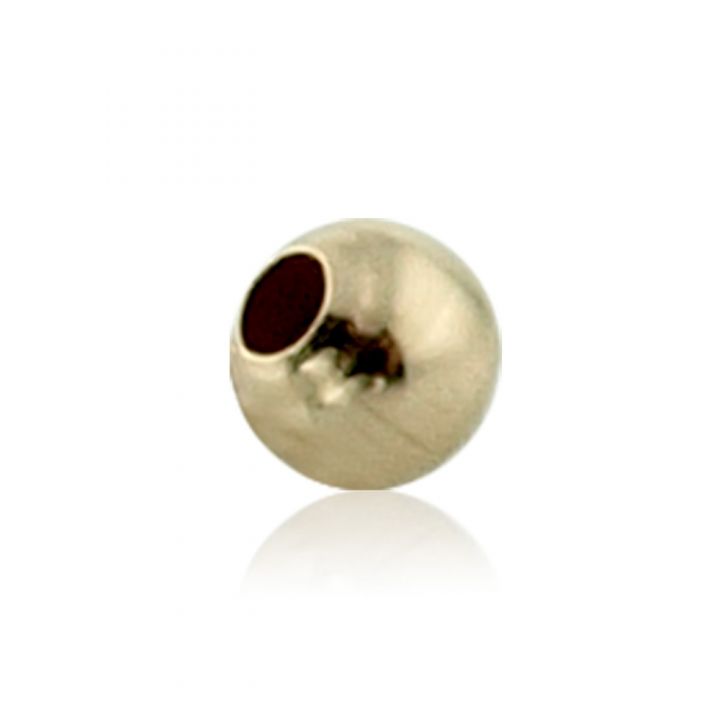 14K Yellow Gold 2mm Seamless Round Heavy Bead (Hole Size: 0.30-0.35mm)