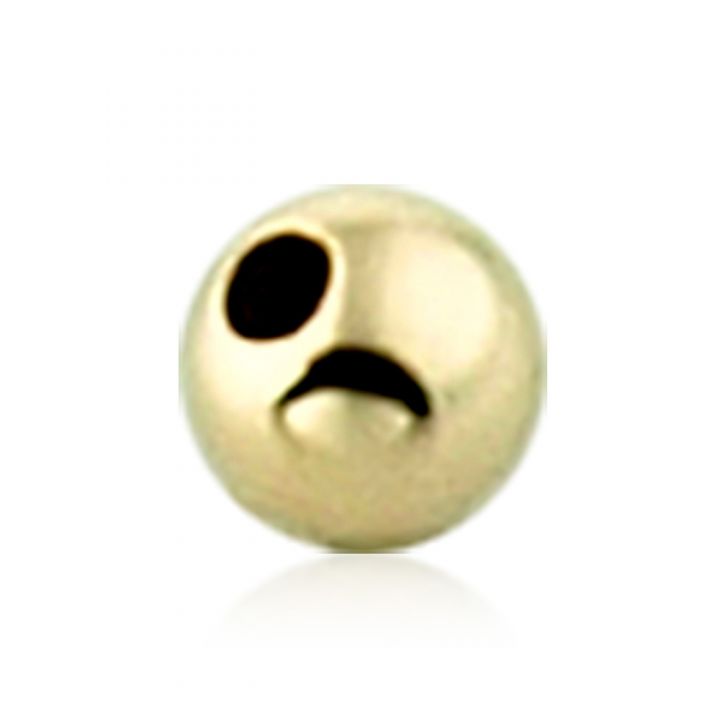 14K Yellow Gold 3mm Seamless Round Heavy Bead (Hole Size: 0.35-0.40mm)