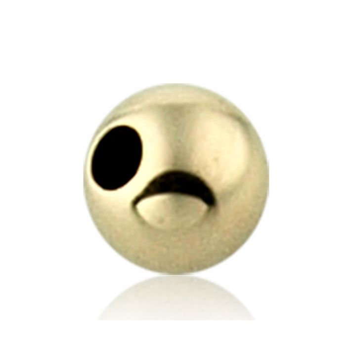 14K Yellow Gold Two Hole Plain Bead 5mm (Hole 0.65-0.70mm)