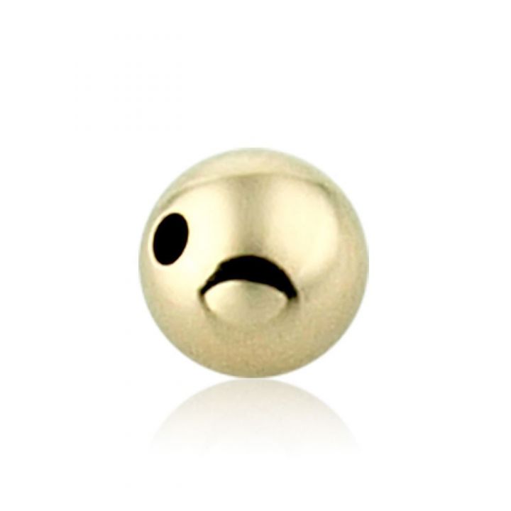 14K Yellow Gold Two Hole Plain Heavy Bead 8mm, hole size 1.7mm