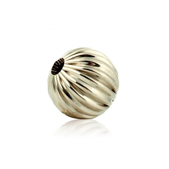 14K White Gold Corrugated Bead 8mm (074Brs17400001)