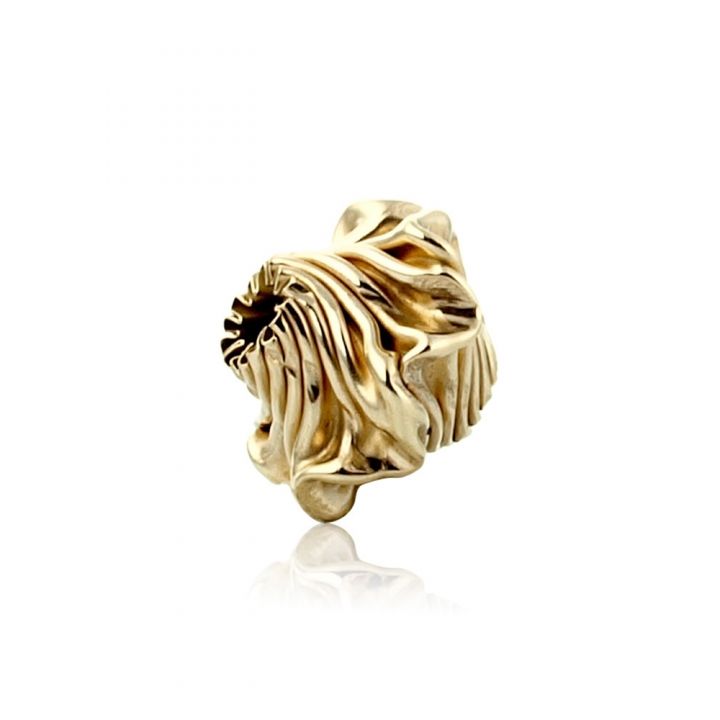 14K Yellow Gold Twisted Corrugated Bead 7.75X7.25mm (064Byn11220001)