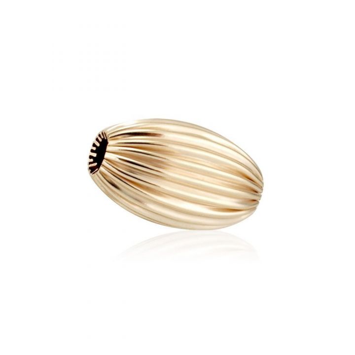 14K Yellow Gold Oval Corrugated Bead 5X15.5mm (064Bos39200001)