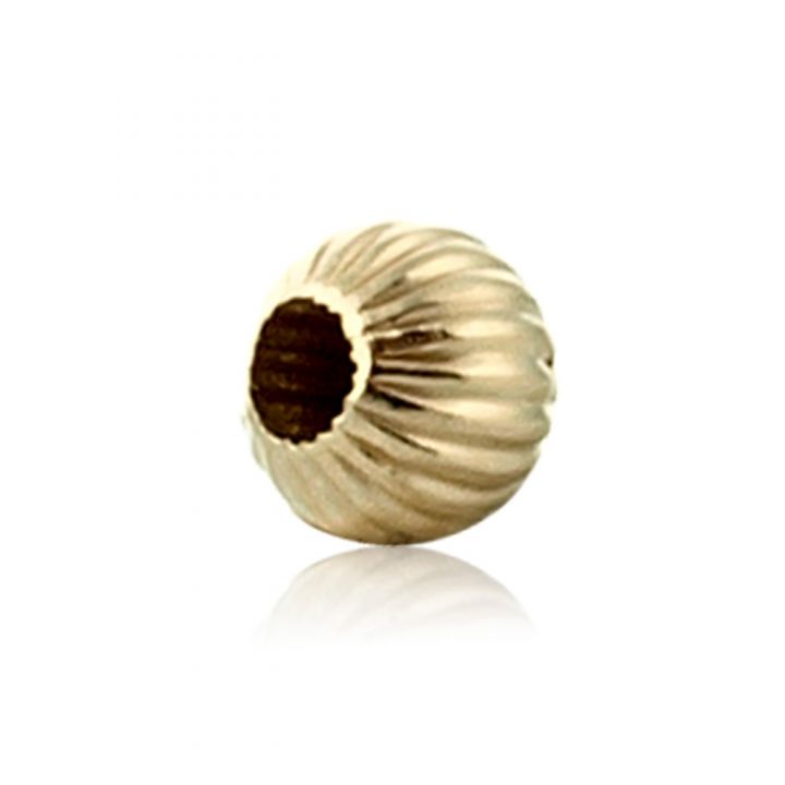 14K Yellow Gold Corrugated Bead 3mm  (040-050 Hole 064Brs40300001)
