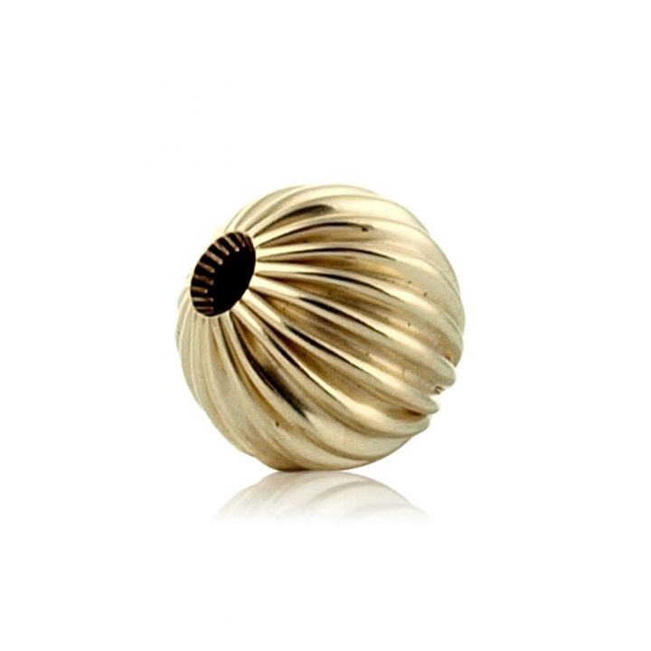 14K Yellow Gold Corrugated Bead 7mm (060-070 Hole 064Brs10700001)