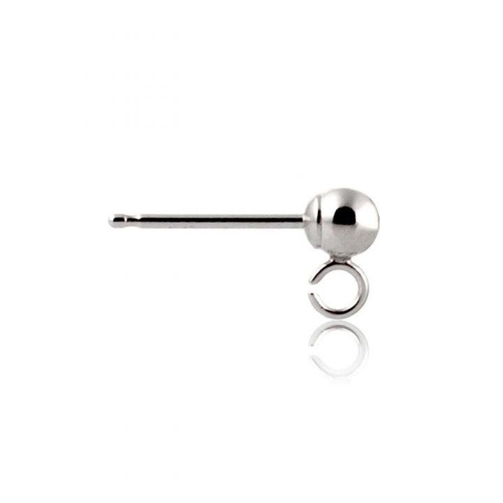 9K White Gold Ball Earring W/Post And Ring (Rhodium) 3mm (278Ber61000175)
