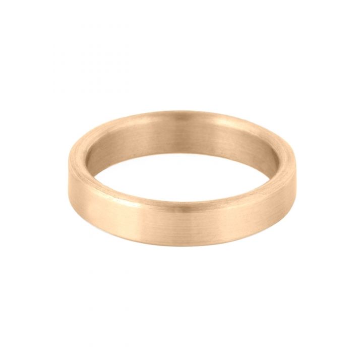 14K Yellow Gold 4mm Flat Wedding Band With Rounded Corners Size 52