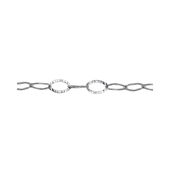 925 Sterling Silver Flat Hammered Oval Cable Chain 5 8mm