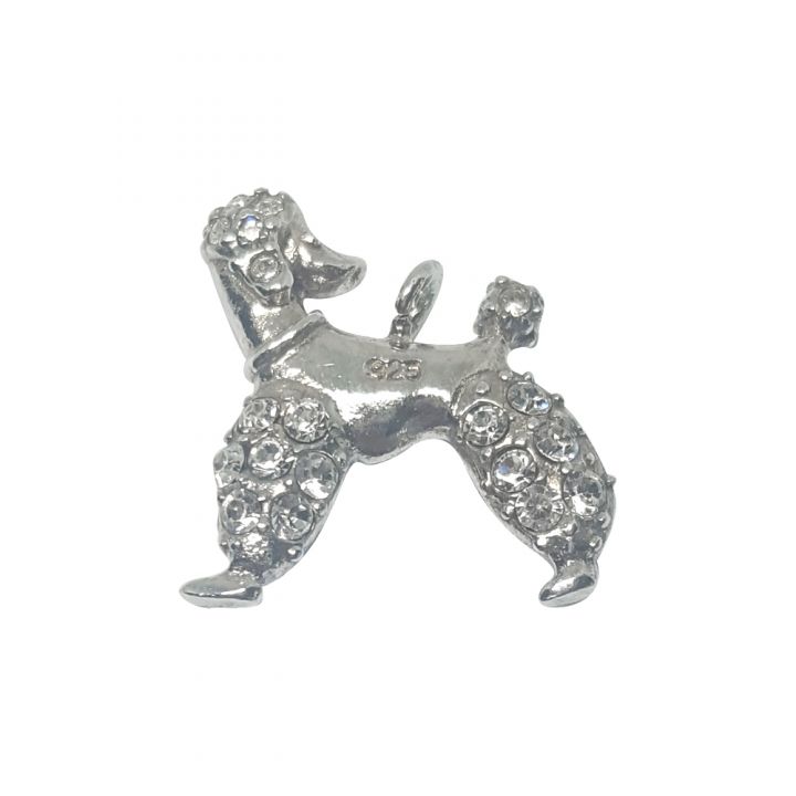 925 Sterling Silver Cubic Zirconia Dog Charm Pendant