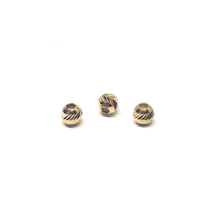 Brass 3mm Diamond Cut Beads (Hole Size: 1.2mm)