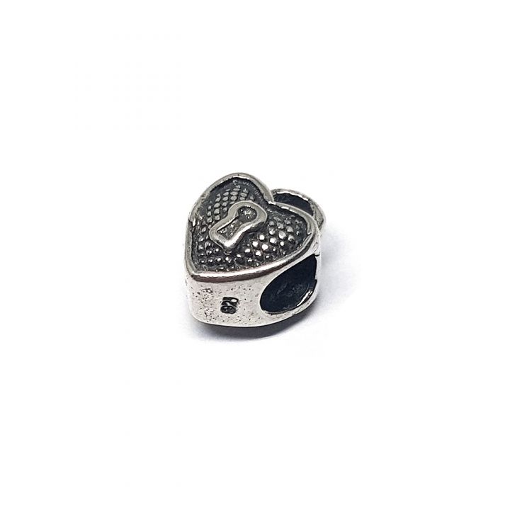 925 Sterling Silver Silver Heart Charm Bead 10mm
