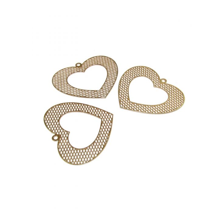 Yellow Gold Filled Hollow Meshed Heart Pendant