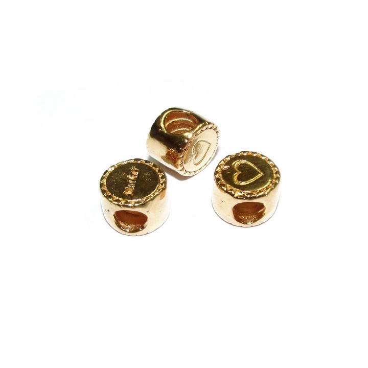 14K Gold Plated Round Bead With Heart
