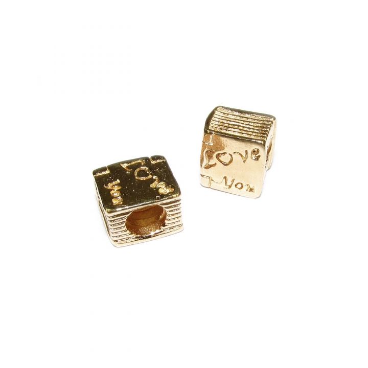 14K Gold Plated Square Bead